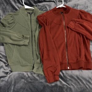 Banana Republic Olive and Rust ZipUps